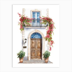 Lisbon, Portugal   Mediterranean Doors Watercolour Painting 4 Art Print