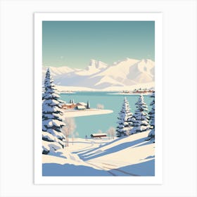 Vintage Winter Travel Illustration Lake Tahoe Usa 2 Art Print