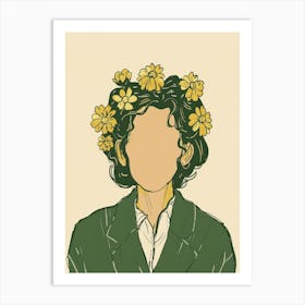 Girl With Flowers On Her Head 5 Art Print