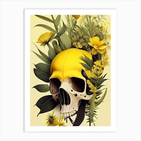 Animal Skull Yellow Botanical Art Print