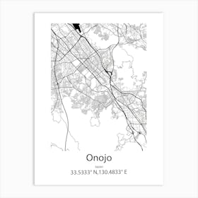 Onojo,Japan Minimalist Map Art Print