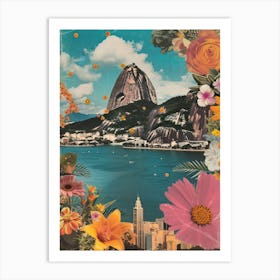 Rio De Janeiro   Floral Retro Collage Style 1 Art Print