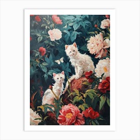 White Cats Rococo Inspired Art Print