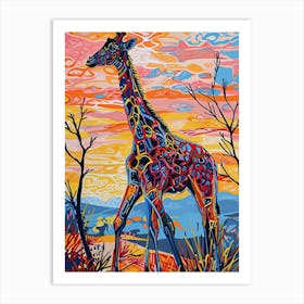 Colourful Giraffe With Patterns 7 Art Print
