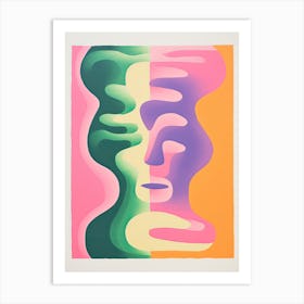 Abstract Landscape Risograph Style Face Shape Art Print