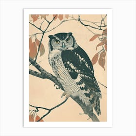 Northern Hawk Owl Vintage Illustration 1 Art Print