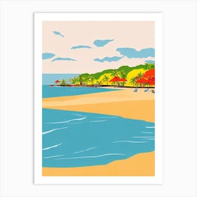 Plage De La Caravelle Guadeloupe Beach Midcentury Art Print