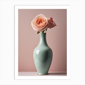 A Vase Of Pink Roses 78 Art Print