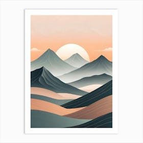 Abstract Mountain Landscape At Sunset Art Print