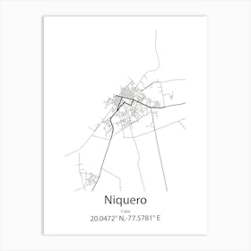 Niquero,Cuba Minimalist Map Art Print