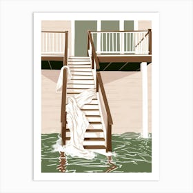 Illustration Of A Flooded House Art Print