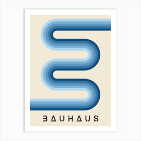 Blue Bauhaus Stripes Art Print