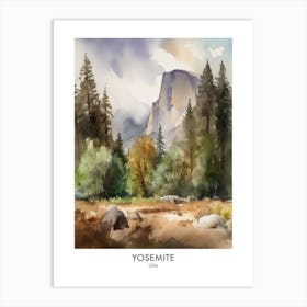 Yosemite 4 Watercolour Travel Poster Art Print