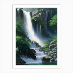 Shifen Waterfall, Taiwan Peaceful Oil Art  (2) Art Print