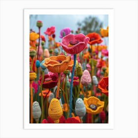 Field Of Poppies Knitted In Crochet 3 Art Print