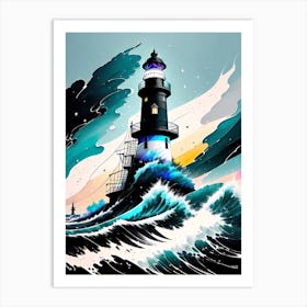 Lighthouse In The Ocean 3 Art Print