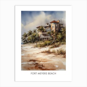 Fort Myers Beach Watercolor 1travel Poster Art Print