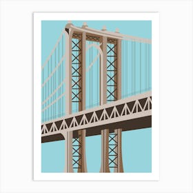 Brooklyn Bridge blue Art Print