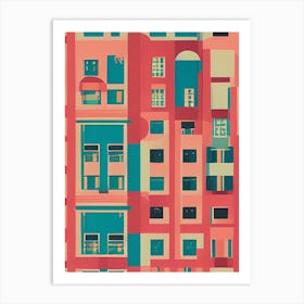 Bustling Pink City Blocks Art Print