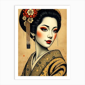 Geisha -Light Color Portrait Art Print