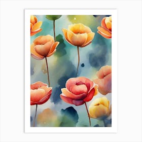 Watercolor Flower Pattern Art Print