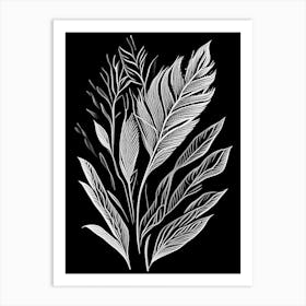Wheat Leaf Linocut 3 Art Print