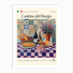 Cantina Del Borgo Trattoria Italian Poster Food Kitchen Art Print