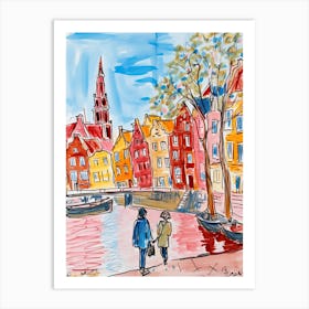 Amsterdam, Dreamy Storybook Illustration 2 Art Print