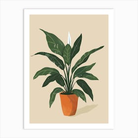 Chinese Evergreen Plant Minimalist Illustration 6 Art Print