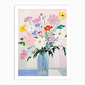 A Vase With Cosmos, Flower Bouquet 3 Art Print