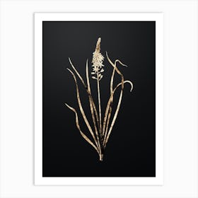 Gold Botanical Wild Asparagus on Wrought Iron Black n.4087 Art Print