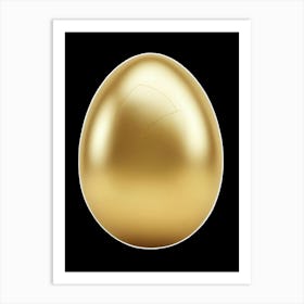 A Single Golden Egg, Isolated On A Black Background 1 Art Print