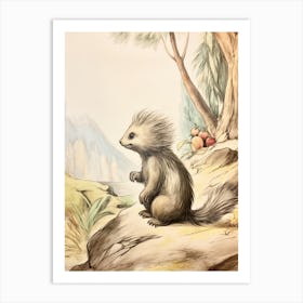 Storybook Animal Watercolour Porcupine 2 Art Print