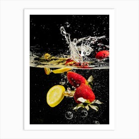 Fruits Strawberry And Lemon Art Print