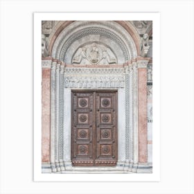Wooden Door Of A Church In Tuscany in Italy Art Print