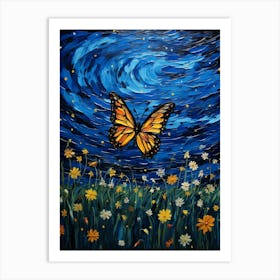 Butterfly In The Night Sky Art Print