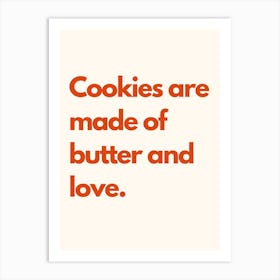 Cookie Love Kitchen Typography Cream Red Art Print
