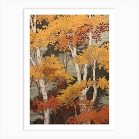 Sweet Birch 2 Vintage Autumn Tree Print  Art Print