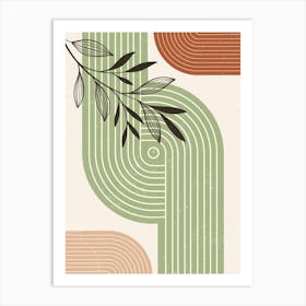 Abstract Circles And Leaves Art Print