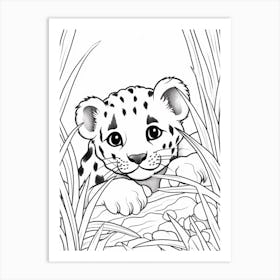 Line Art Jungle Animal Leopard 1 Art Print