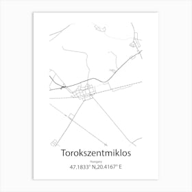 Torokszentmiklos,Hungary Minimalist Map Art Print