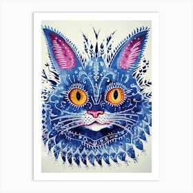 Louis Wain Blue Gothic Kaleidoscope Cat 10 Art Print