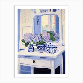 Bathroom Vanity Painting With A Hydrangea Bouquet 1 Art Print