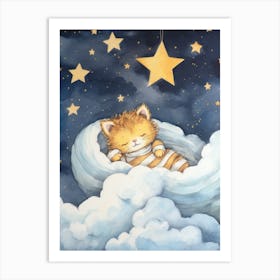 Baby Tiger Cub 1 Sleeping In The Clouds Art Print