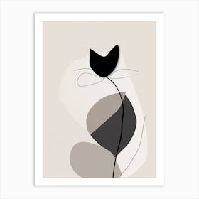 Cat Line Art Abstract 2 Art Print
