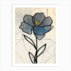 Daffodils Line Art Flowers Illustration Neutral 14 Art Print