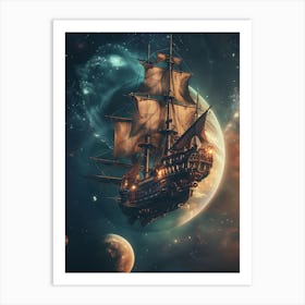 Fantasy Ship Floating in the Galaxy 7 Art Print