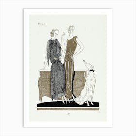 Two Women And A Dog Art Print