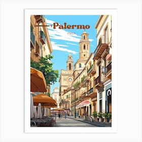 Palermo Italy Modern Travel Illustration Art Print