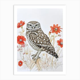 Burrowing Owl Marker Drawing 4 Art Print